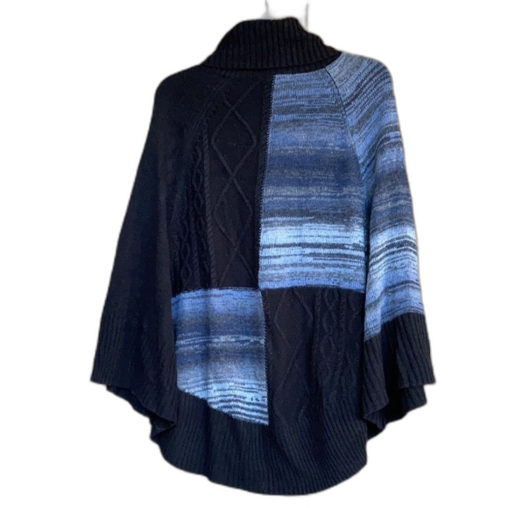 Democracy Turtleneck Color Block Poncho Sweater - image 5